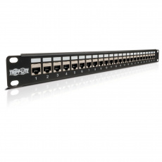Patch panel průchozí STP stíněný pro montáž do racku 1U, 24x Cat6/Cat5, RJ45 Ethernet Patch panel průchozí STP stíněný pro montáž do racku 1U, 24x Cat6/Cat5, RJ45 Ethernet
