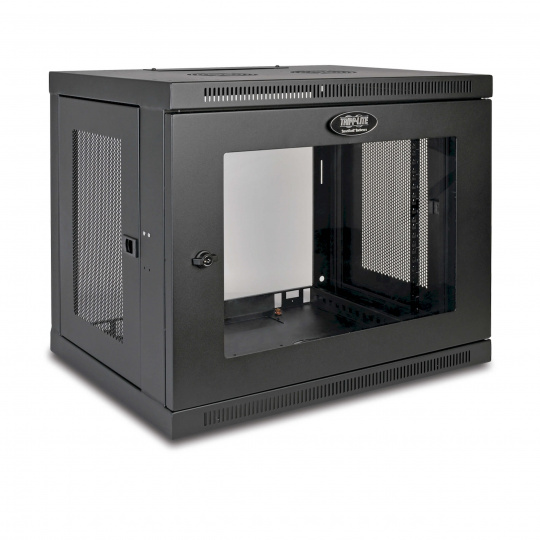 Skříň SmartRack 9U, Mini Rack, Š=600mm, Hl=450mm, hloubka pro přepínače, prosklené dveře, na stěnu