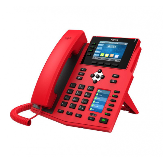 Fanvil X5U-R SIP červený tel., 3,5"bar.disp.+ 2,4" disp., 16SIP, 4link.tl., 30DSS tl., BT, dual Gbit
