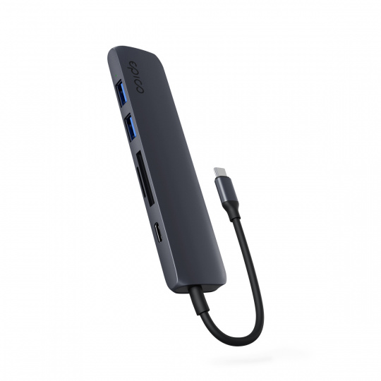 Epico 6v1 hliníkový USB-C 8K hub - inkoustová Epico 6v1 hliníkový USB-C 8K hub - inkoustová