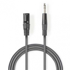 Nedis COTH15100GY30 - Vyvážený XLR Audiokabel | XLR 3pinová Zástrčka – 6,35mm Zástrčka | 3 m | Šedá barva Nedis COTH15100GY30 - Vyvážený XLR Audiokabel | XLR 3pinová Zástrčka – 6,35mm Zástrčka | 3 m | Šedá barva