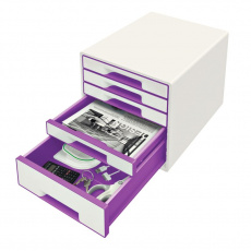 LEITZ Zásuvkový box WOW CUBE, 5 zásuvek, bílá/purpurová LEITZ Zásuvkový box WOW CUBE, 5 zásuvek, bílá/purpurová