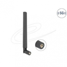 Delock 5G 3,4 - 5,0 GHz anténa SMA samec 4,7 dBi všesměrová s nakloněným kloubem černá