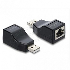 Delock Adaptér USB 2.0 Typ-A ze zástrčky na zásuvku sériového rozhraní RS-232 RJ45, černý