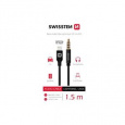 SWISSTEN AUDIO ADAPTÉR TEXTILE LIGHTNING (samec)/3,5 mm JACK(samec) 1,5 M ČERNÝ