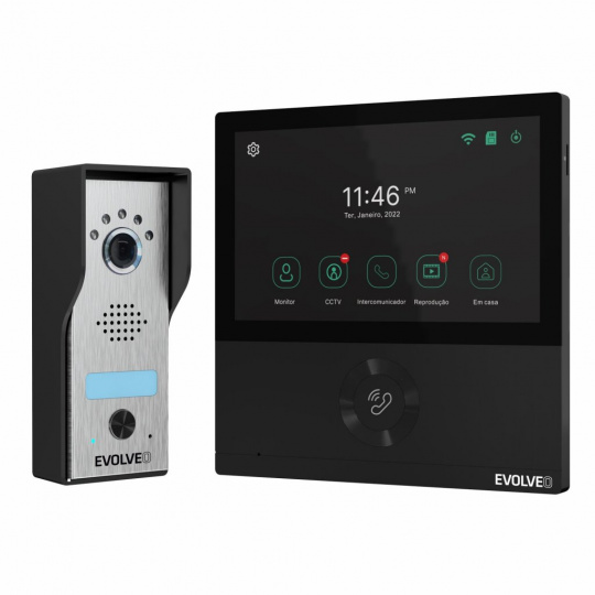 EVOLVEO DoorPhone AHD7, Sada domácího WiFi videotelefonu s ovládáním brány nebo dveří, černý monitor