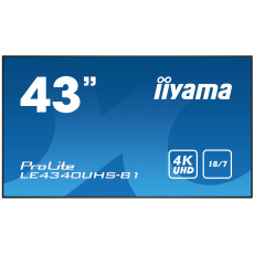 43" iiyama LE4340UHS-B1 - AMVA3,4K UHD,8.5ms,350cd/m2, 5000:1,16:9,VGA,HDMI,DVI,USB,RS232,RJ45,repro