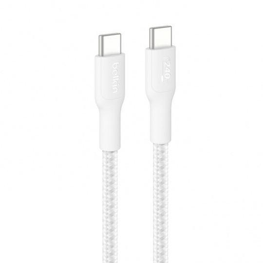 BELKIN kabel USB-C 240W oplétaný 3m bílý