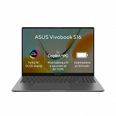 ASUS Vivobook S16/S5608QA/SDX1-26-101/16"/WUXGA/16GB/512GB/Adreno/W11H/Gray/2R ASUS Vivobook S16/S5608QA/SDX1-26-101/16"/WUXGA/16GB/512GB/Adreno/W11H/Gray/2R
