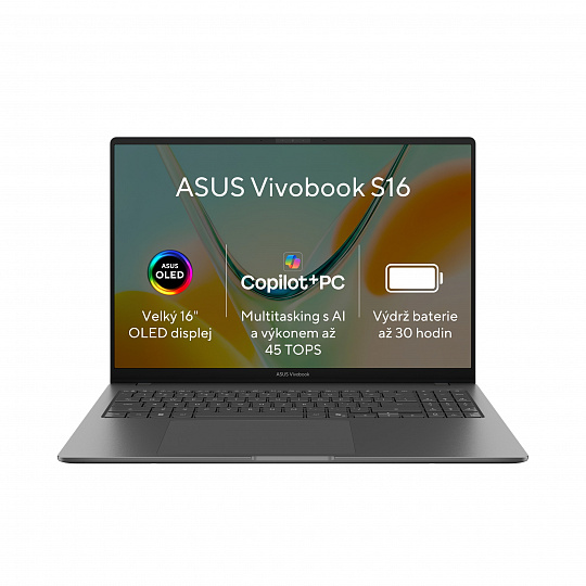 ASUS Vivobook S16/S5608QA/SDX1-26-101/16"/WUXGA/16GB/512GB/Adreno/W11H/Gray/2R ASUS Vivobook S16/S5608QA/SDX1-26-101/16"/WUXGA/16GB/512GB/Adreno/W11H/Gray/2R