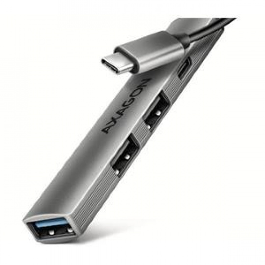 AXAGON HUE-STC, 4x USB ALU STRIP hub, 1x USB-A 5Gbps, 2x USB-A & 1x USB-C 480Mbps, kabel USB-C 12cm