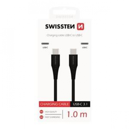 SWISSTEN NABÍJECÍ KABEL USB-C / USB-C 1,0 M ČERNÝ