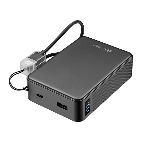 Sandberg Nano Powerbank 20000 mAh PD20W, kompaktní powerbanka s USB-C kabelem, černá Sandberg Nano Powerbank 20000 mAh PD20W, kompaktní powerbanka s USB-C kabelem, černá