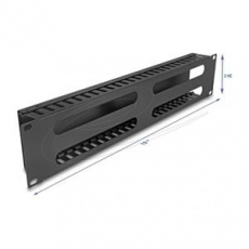 Delock 19” Management panel pro správu kabelů, se 4 otvory, 2U, kov, černý Delock 19” Management panel pro správu kabelů, se 4 otvory, 2U, kov, černý
