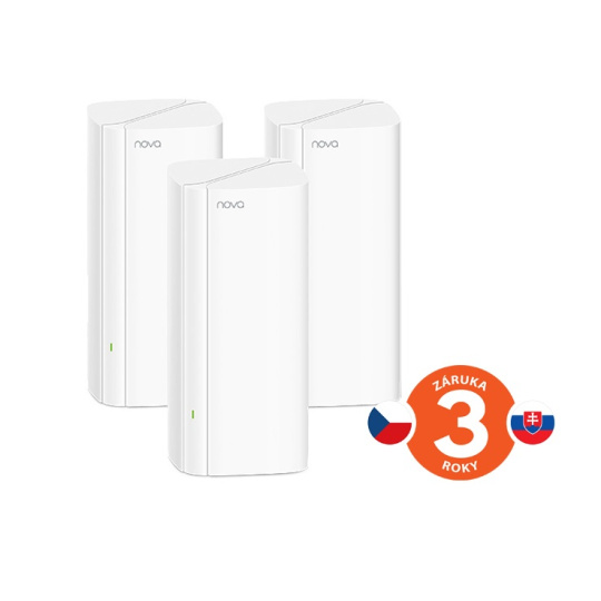 Tenda Nova MX12 (3-pack) WiFi6 AX3000 Mesh Gigabit system, 9xGLAN/GWAN, WPA3, VPN, SMART CZ aplikace