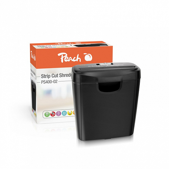 PEACH skartovač Strip Cut Shredder PS400-02, 6 listů, podélný řez, 8 l - poškozený obal PEACH skartovač Strip Cut Shredder PS400-02, 6 listů, podélný řez, 8 l - poškozený obal