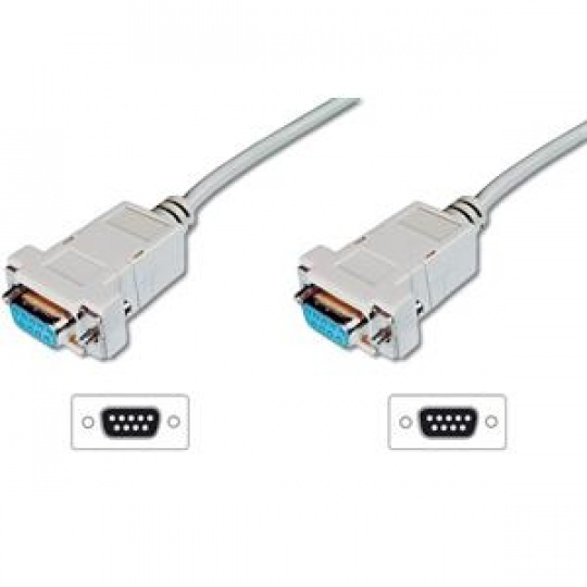 Digitus připojovací kabel nullmodem DB9 F/F 3m, béžový