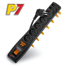 Rozvodný panel ACAR P7/3m 5+2x220V černý+přep.ochr Rozvodný panel ACAR P7/3m 5+2x220V černý+přep.ochr