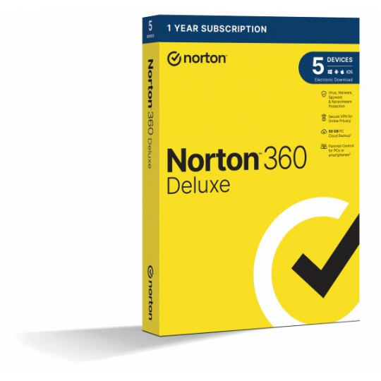 NORTON 360 DELUXE 50GB CZ 1uživatel pro 5 zařízení na 1rok_CZ box