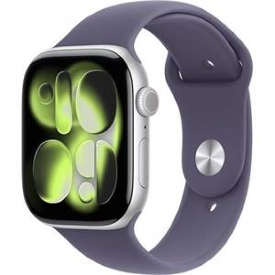 Apple Watch Series 11 (46mm) Stříbrný hliník s mlžně fialovým sportovním řemínkem M/L Apple Watch Series 11 (46mm) Stříbrný hliník s mlžně fialovým sportovním řemínkem M/L
