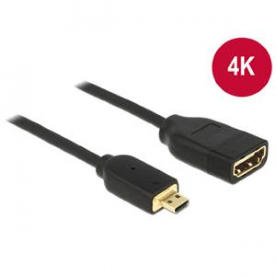 Delock kabel High Speed HDMI s Ethernetem – HDMI Micro-D samec > HDMI-A samice 3D 4K 20 cm