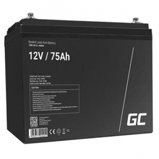 Green Cell AGM VRLA 12V 75Ah bezúdržbová baterie pro obytné vozy, fotovoltaické systémy, lodě