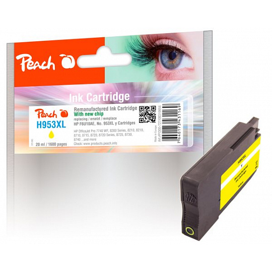 PEACH kompatibilní cartridge HP No. 953XL, žlutá, F6U18AE, 20ml, OEM chip PEACH kompatibilní cartridge HP No. 953XL, žlutá, F6U18AE, 20ml, OEM chip