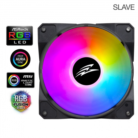 EVOLVEO 12FSB, ventilátor, 120mm, 4pin molex, ARGB, slave, černý