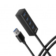 USB hub AXAGON HUE-M1AL USB A 3.2 na 4x USB A 3.2 s kabelem 1,2m, černý