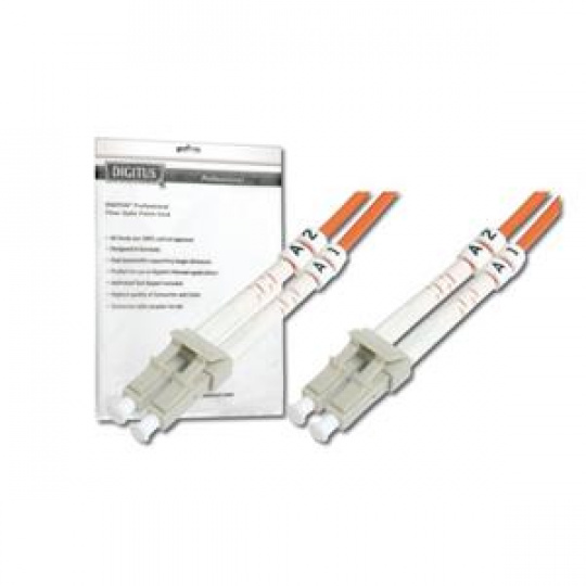 DIGITUS Fiber Optic Patch Cord, LC to LC, Multimode, OM1, 62.5/125 µ, Duplex Length 1m