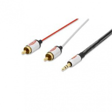 Ednet Audio propojovací kabel, stereo 3,5 mm samec -2x RCA samec, 2,5 m, CCS, stíněný, bavlna, zlato, sstříbrná/černá/červená Ednet Audio propojovací kabel, stereo 3,5 mm samec -2x RCA samec, 2,5 m, CCS, stíněný, bavlna, zlato, sstříbrná/černá/červená
