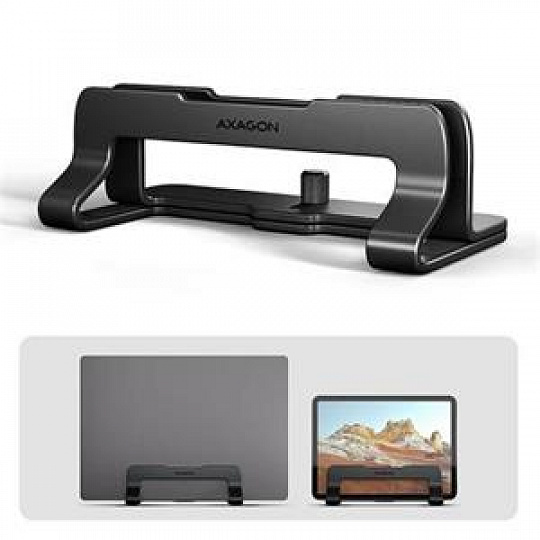 AXAGON STND-VB vertikální hliníkový stojan na notebook 10"-17.3" nastavitelný rozestup, černý AXAGON STND-VB vertikální hliníkový stojan na notebook 10"-17.3" nastavitelný rozestup, černý