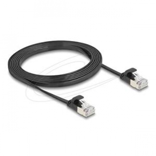 Delock Plochý patch kabel RJ45 zástrčka na zástrčku Cat.6A U/FTP 2 m, černý
