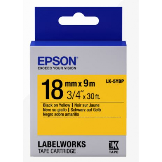 Epson Label Cartridge Pastel LK-5YBP Black/Yellow 18mm (9m)