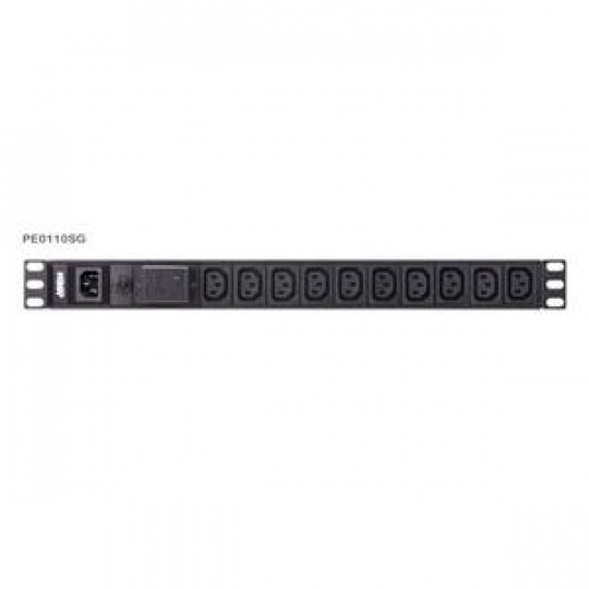 Aten PE0110S Základní 1U PDU s přepěťovou ochranou 10A vstup C14 výstup 10x C13