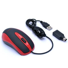 AMEI AM-M801/Kancelářská/Optická/Drátová USB/Černá-červená