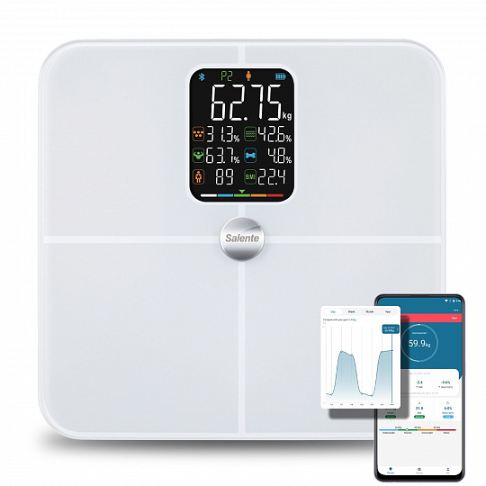 Salente BodyFit, chytrá osobní diagnostická fitness váha, Bluetooth, bílá Salente BodyFit, chytrá osobní diagnostická fitness váha, Bluetooth, bílá