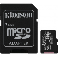 Kingston Canvas Select Plus A1/micro SDXC/256GB/100MBps/UHS-I U1 / Class 10/+ Adaptér