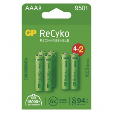 GP nabíjecí baterie ReCyko 1000 AAA (HR03) 4+2PP GP nabíjecí baterie ReCyko 1000 AAA (HR03) 4+2PP