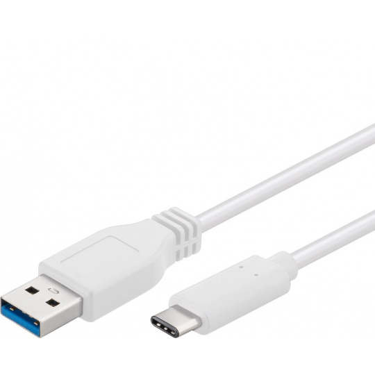 PremiumCord USB-C/male - USB 3.0 A/Male, bílý, 2m