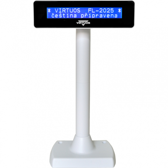 LCD zákaznický displej Virtuos FL-2025MB 2x20, USB bílý