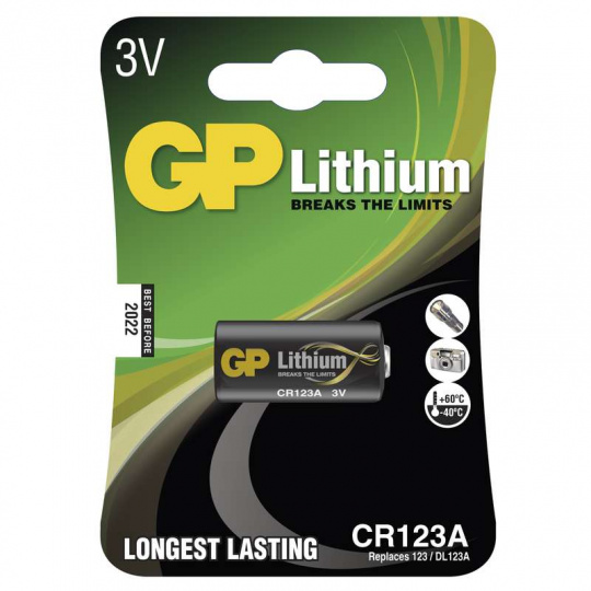 GP CR123A, 1ks, lithiová baterie