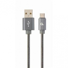 GEMBIRD CABLEXPERT Kabel USB 2.0 AM na Type-C kabel (AM/CM), 1m, metalická spirála, šedý, blister, PREMIUM QUALITY GEMBIRD CABLEXPERT Kabel USB 2.0 AM na Type-C kabel (AM/CM), 1m, metalická spirála, šedý, blister, PREMIUM QUALITY