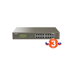 Tenda TEG1116P-16-150W PoE AT Gigabit switch 16x 1Gb/s s PoE 802.3af/at, PoE+ 135W, Rack, Fanless