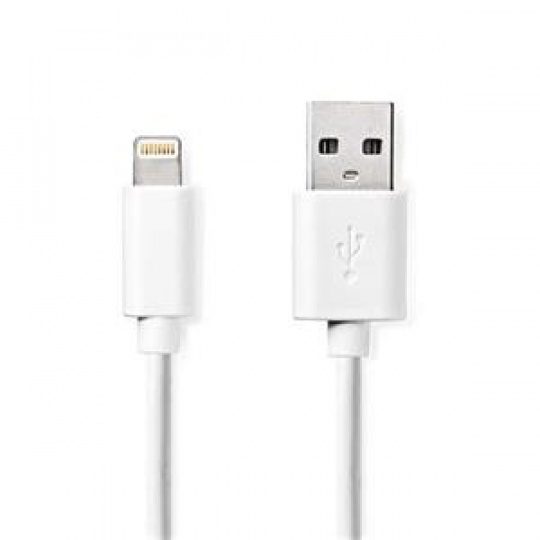 Nedis CCGL39300WT10 - Lightning Kabel| Apple Lightning 8pinový | USB-A Zástrčka | 1 m | Pocínovaná měď / Bílá