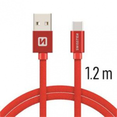 SWISSTEN DATA CABLE USB / USB-C TEXTILE 1,2M RED SWISSTEN DATA CABLE USB / USB-C TEXTILE 1,2M RED