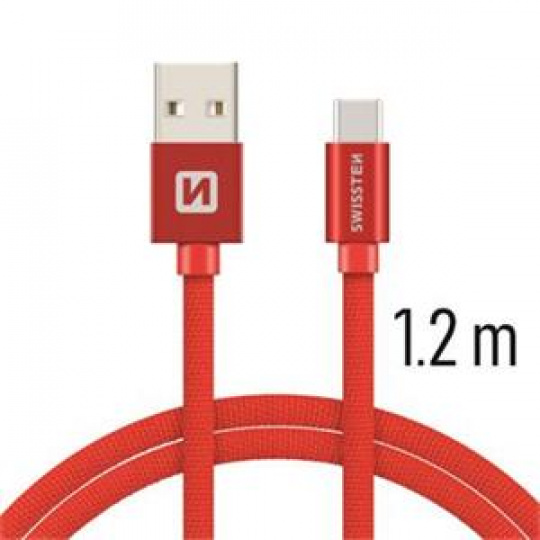 SWISSTEN DATA CABLE USB / USB-C TEXTILE 1,2M RED