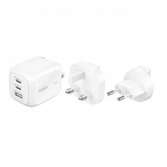 Belkin BOOST CHARGE™ PRO 70W 3-portová USB-C Power Delivery GaN PPS nástěnná nabíječka, bílá Belkin BOOST CHARGE™ PRO 70W 3-portová USB-C Power Delivery GaN PPS nástěnná nabíječka, bílá