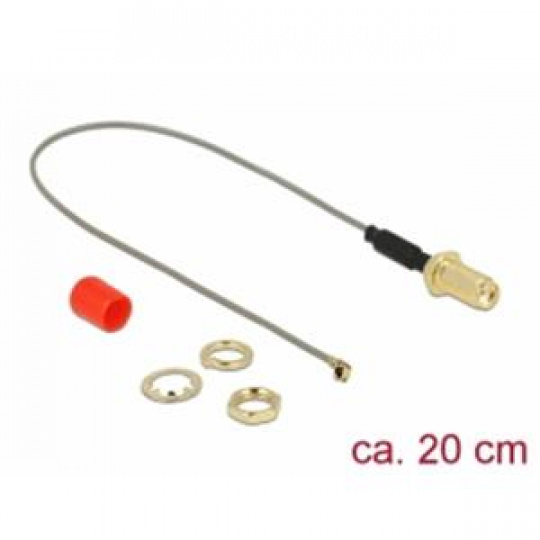 Delock Anténní kabel SMA samice feritové jádro > MHF / U.FL-LP-068 kompatibilní samec 1.13 20 cm délka závitu 10 mm