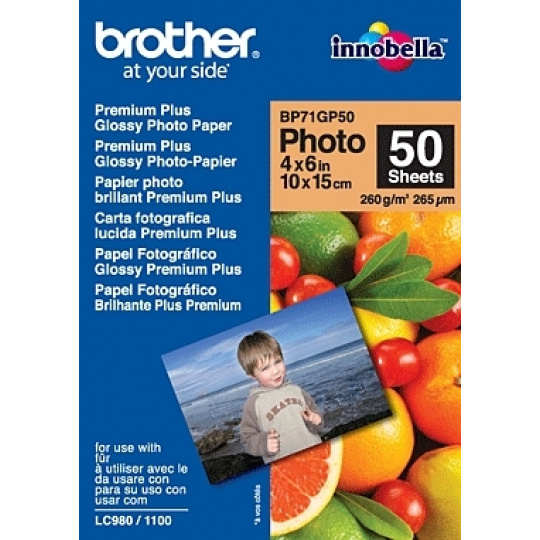 Brother papír BP71GP50, 50 listů, 10x15cm Premium Glossy, 260g